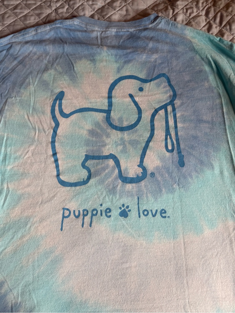 Puppie Love Blue Tie-Dye Dog Graphic Tee